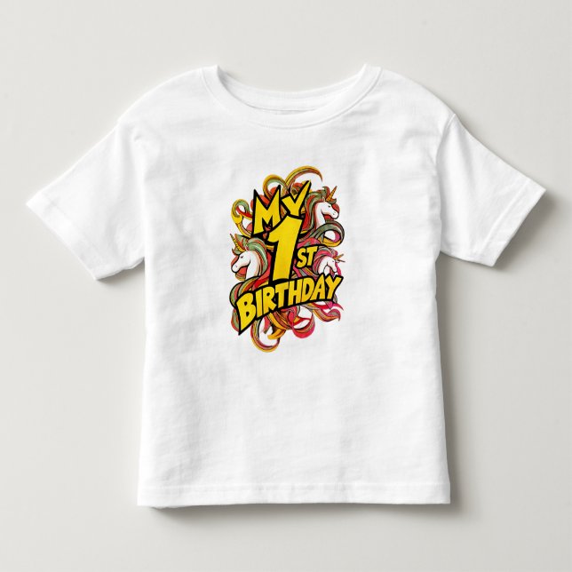 My 1st Birthday With Unicorns Toddler T-shirt (Front)