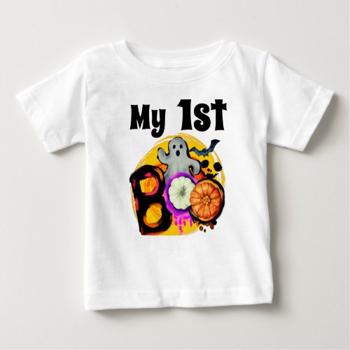 My 1st Boo Cute Halloween Ghost Trick or Treat  Baby T_Shirt