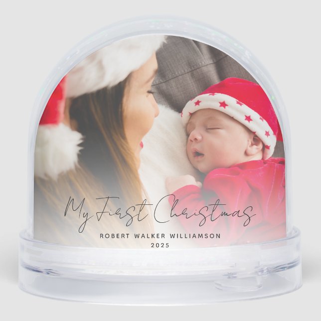 My 1st Christmas Baby and Mom Photos Custom Snow Globe (Back)