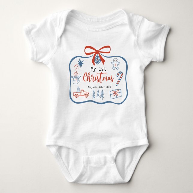 My 1st Christmas Baby Personalized Bodysuit (Front)