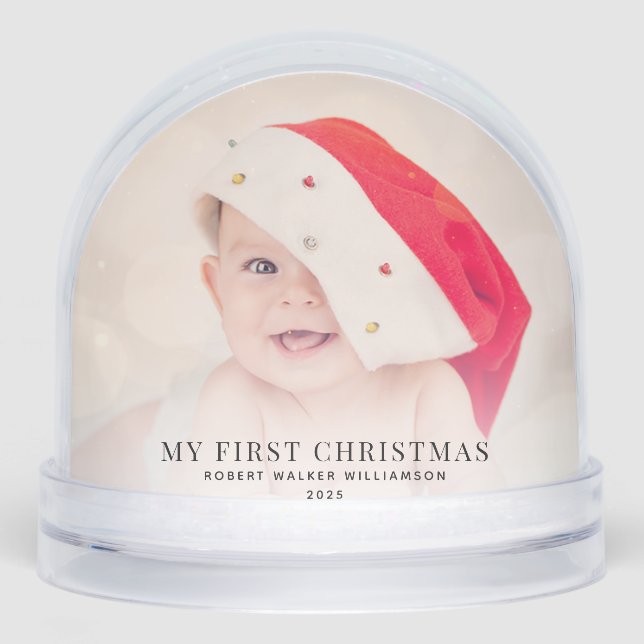 My 1st Christmas Baby Photos Custom Snow Globe (Front)