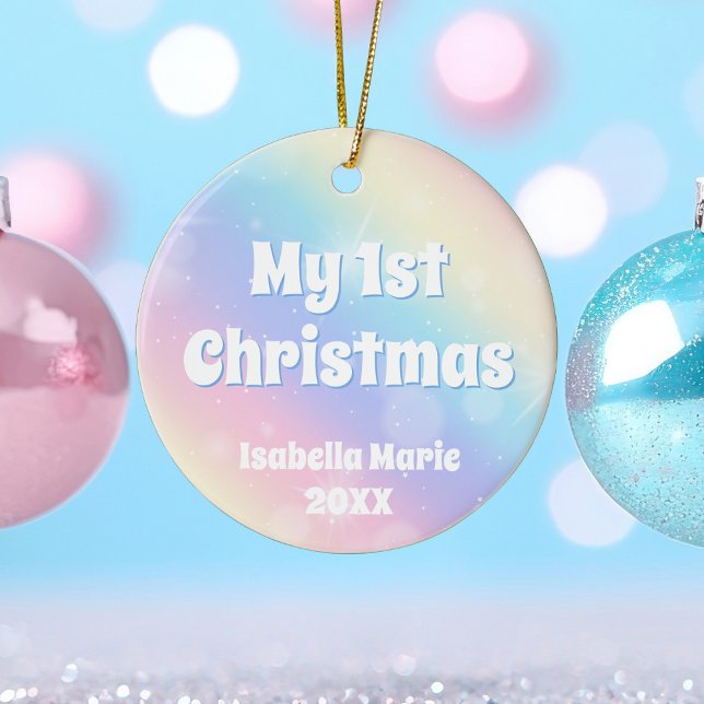 My 1st Christmas Beautiful Personalized Baby Ceramic Ornament (Creator Uploaded)