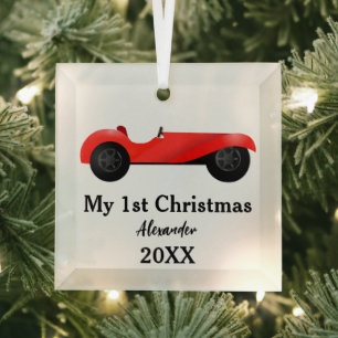 MY 1ST Christmas Classic Sweet red Retro Car Glass Ornament