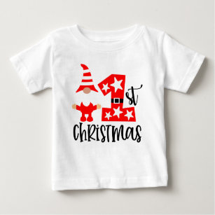My 1st Christmas Cute Gnome Santa Modern Baby T-Shirt