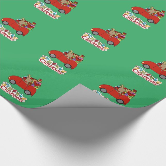 My 1st Christmas Driving Reindeer Wrapping Paper (Corner)