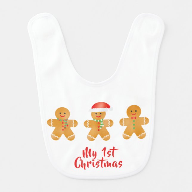 My 1st Christmas Gingerbread Men Baby Bib (Front)