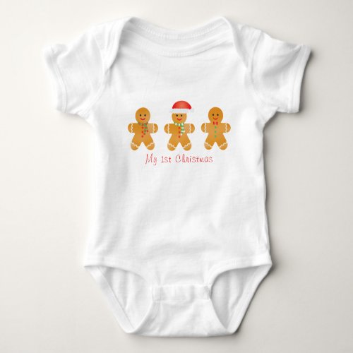 My 1st Christmas Gingerbread Men Santa Hat Baby Bodysuit