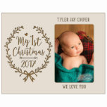 My 1st Christmas Keepsake Ivory Photo Frame<br><div class="desc">This special keepsake gift will always be a wonderful reminder of the love that you h decorative wood photo frame holds 1- 4x6 photo. Words are laser engraved and photo is protected with glass.</div>