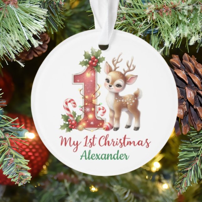 My 1st Christmas Little Reideer Photo Ornament (Creator Uploaded)