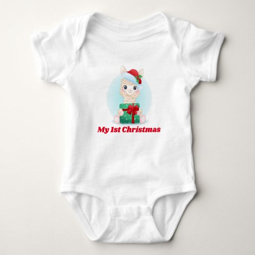 My 1st Christmas Llama Baby Bodysuit