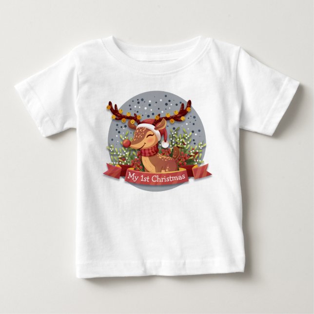 My 1st Christmas Reindeer Baby T-Shirt (Front)