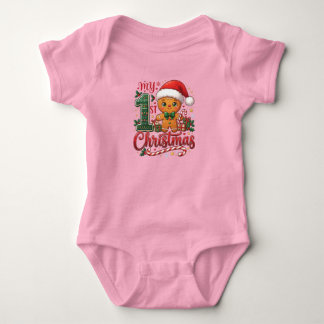 My 1st Christmas Santa Cute Baby Body Suit Bodysuit