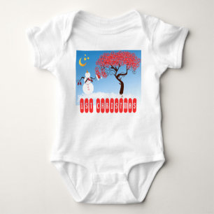 My 1st Christmas Snowman Looking up at the Moon Baby Bodysuit