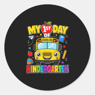 My 1st day of kindergarten school bus kids classic round sticker