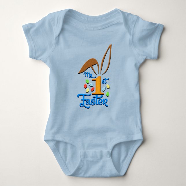 My 1st Easter Baby Boy Blue Bodysuit - Easter (Front)