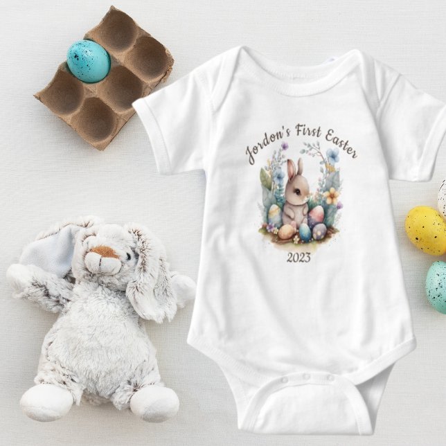 My 1st Easter Bunny Cute Gift Personilzesd Rabbitt Baby Bodysuit (Creator Uploaded)