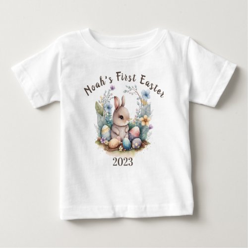 My 1st Easter Bunny Gift Personilzesd Rabbitt cute Baby T_Shirt