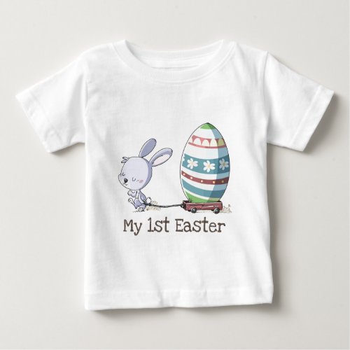 My 1st Easter Bunny Rabbit Pulling Easter Trolley Baby T_Shirt