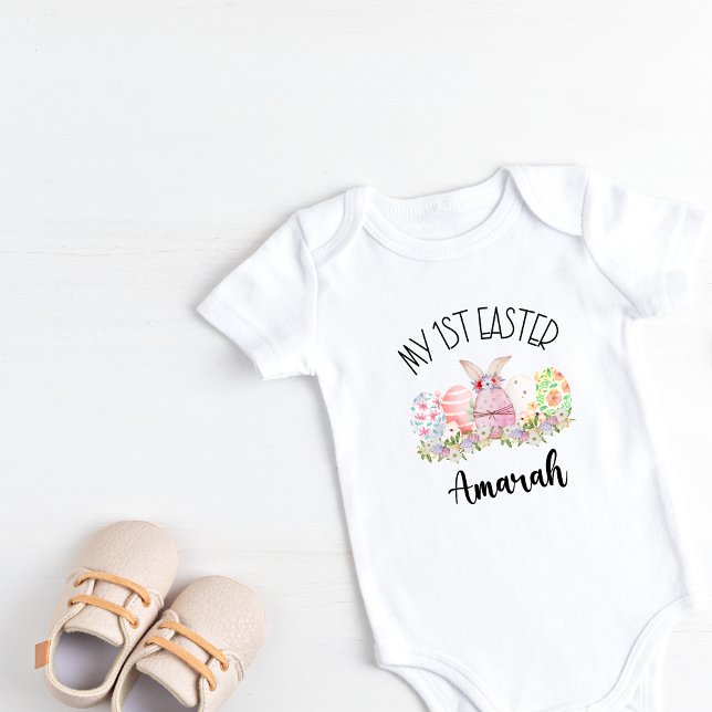 My 1st Easter Eggs Baby Short Sleeve One Piece Bodysuit (Creator Uploaded)