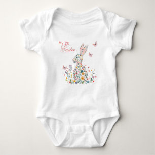 My 1st Easter Floral Easter Bunny  Baby Bodysuit