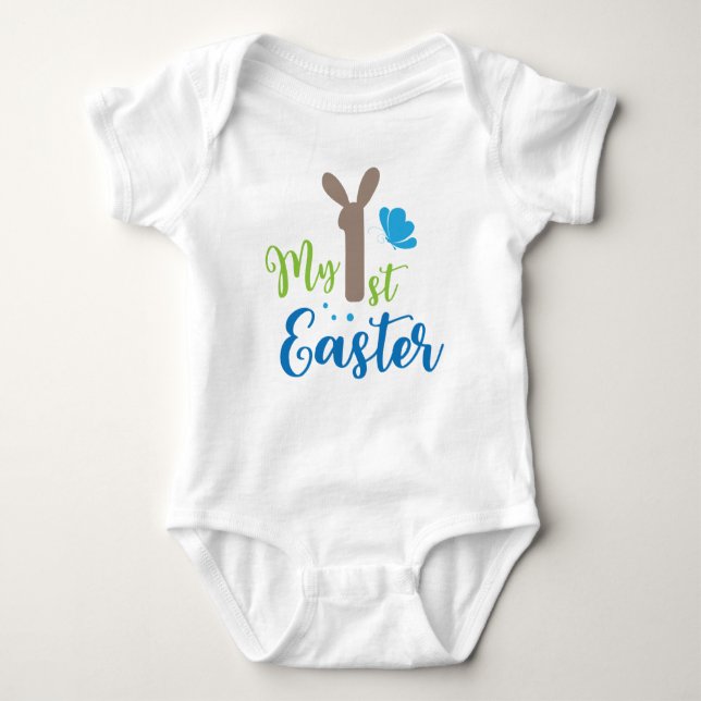 My 1st Easter Holidays Modern Typography Baby Bodysuit (Front)
