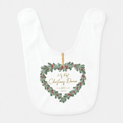 My 1st First Christmas Dinner Custom Name Baby Baby Bib