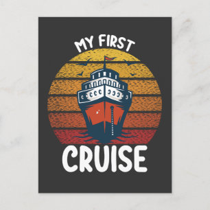 My 1st First Cruise Cruising Retro Vintage Invitation Postcard