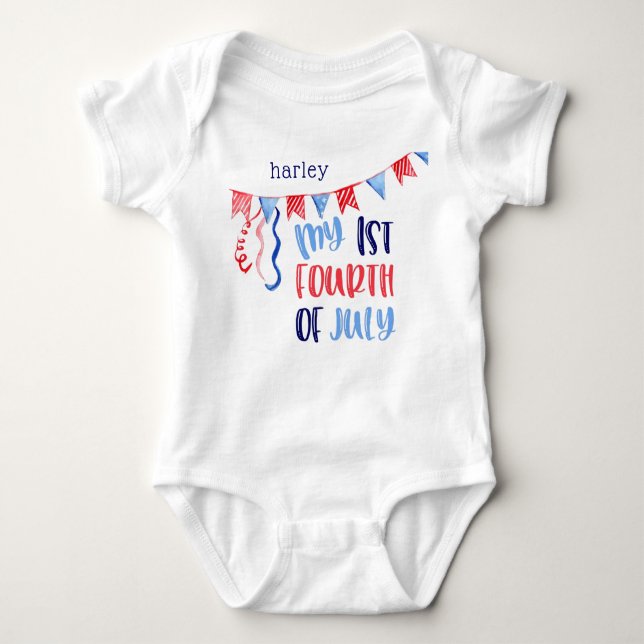 My 1st Fourth of July Personalized Baby Bodysuit (Front)