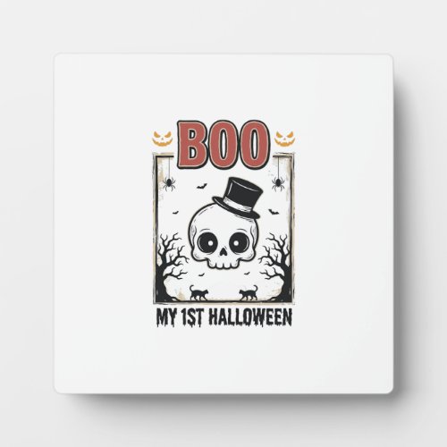 My 1st Halloween Baby Skull Vintage Engraving Shir Plaque