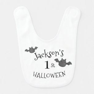 My 1st Halloween Black & White Personalized Baby Bib