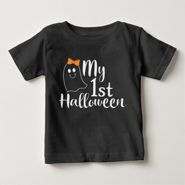 My 1st Halloween Cute Baby Girl Ghost Baby T-Shirt (Front)
