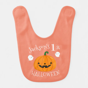 My 1st Halloween Cute Ghost Pumpkin Personalized Baby Bib
