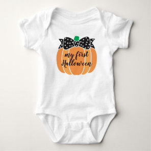 My 1st Halloween First Little Pumpkin PolkaDot Bow Baby Bodysuit
