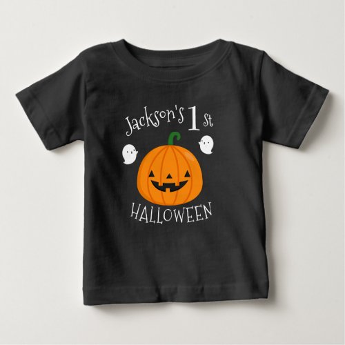 My 1st Halloween Ghost Pumpkin Personalized Baby T_Shirt