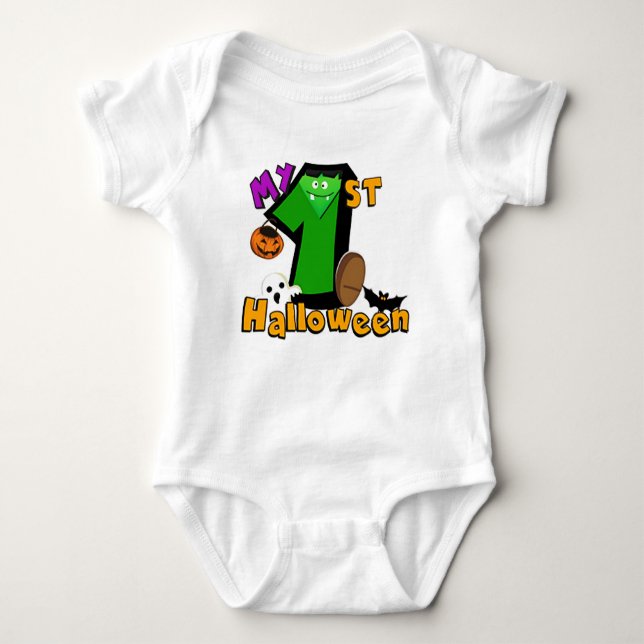 My 1st Halloween Little Frankenstein Baby Bodysuit (Front)