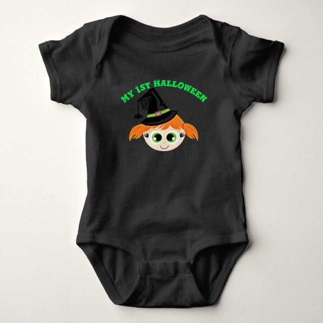 My 1st Halloween Little Witch Baby Bodysuit (Front)