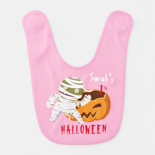 My 1st Halloween Pink Pumpkin Ghost Personalized Baby Bib