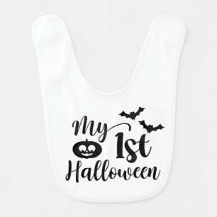 My 1st Halloween Pumpkin and Bats Baby Bib