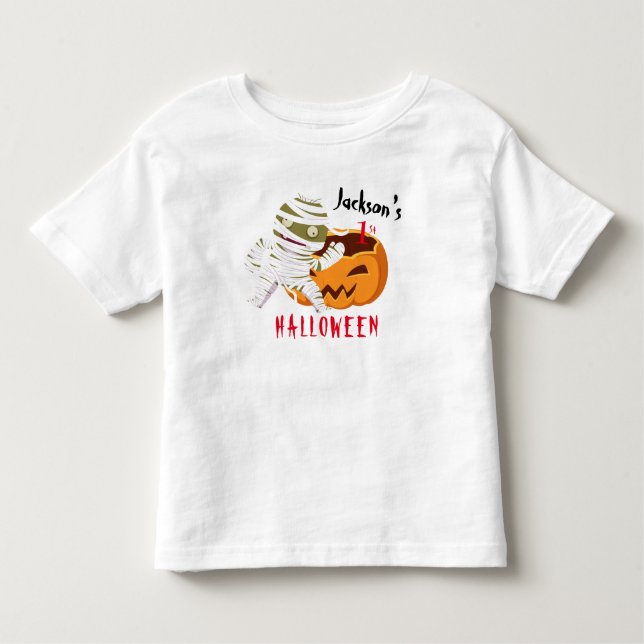 My 1st Halloween Pumpkin Ghost Personalized Toddler T-shirt (Front)