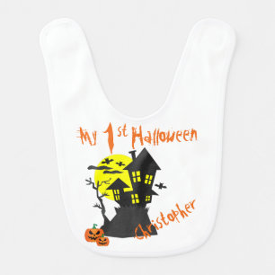 My 1st Halloween Spooky House White Baby Bib