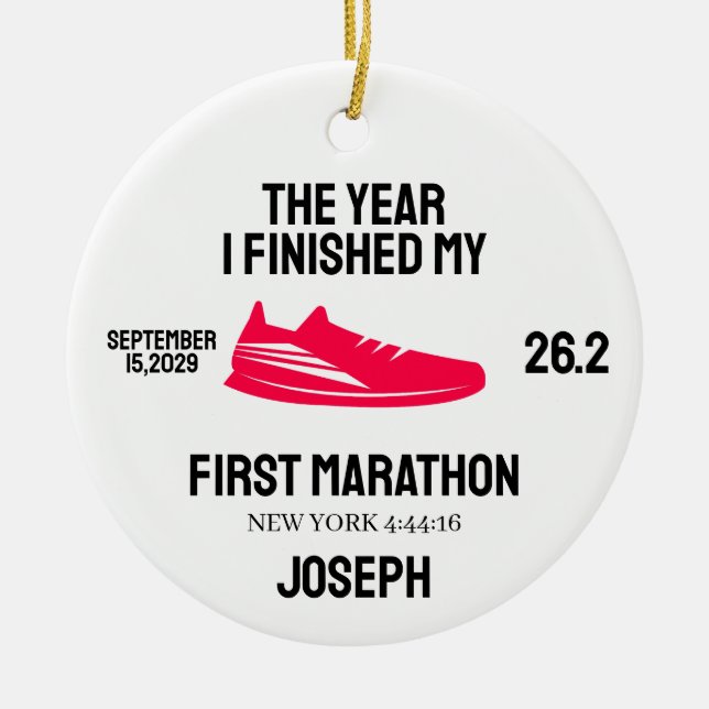 My 1st Marathon Runner First Marathoner Running Ceramic Ornament (Front)