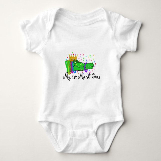 My 1st Mardi Gras Gator Baby Bodysuit (Front)