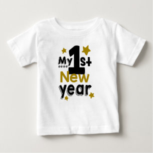My 1st New Year Modern Gold Stars Baby T-Shirt