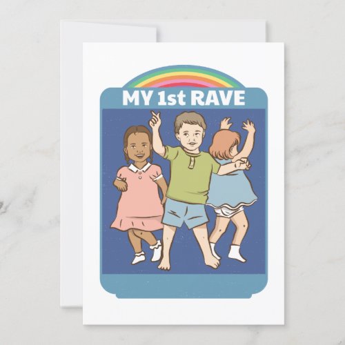 My 1st Rave Vintage Illustration Invitation