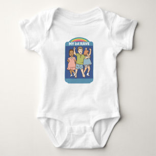 My 1st Rave Vintage Postcard Illustration Baby Bodysuit
