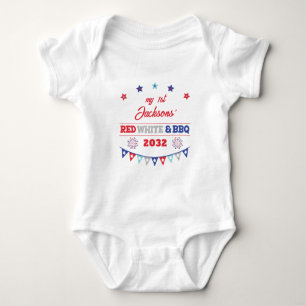 My 1st Red white and BBQ 4th july fireworks Baby Bodysuit