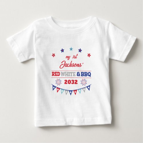 My 1st Red white and BBQ 4th july fireworks Baby T_Shirt