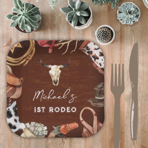 My 1st Rodeo Personalized Western 1st Birthday Paper Plates