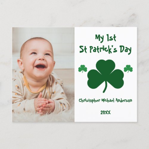 My 1st St Patricks Day Baby Photo Postcard