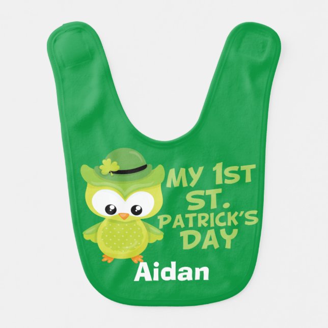 My 1st St. Patrick's Day Cute Green Bib (Front)